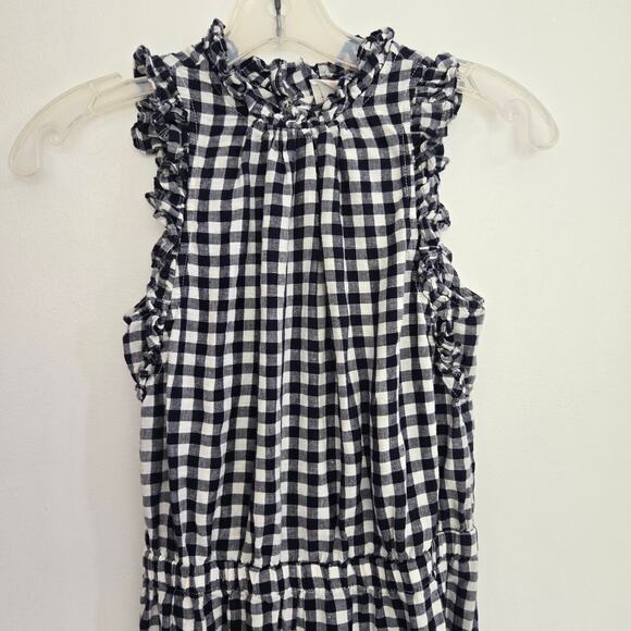J. Crew Crewcuts Linen Jumpsuit Blue Gingham Ruffle Trim Girls 12 - Picture 3 of 8